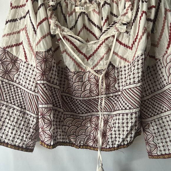 BNCI Womens Top Medium Floral Embroidered Fairy Boho Cottagecore Flared Sleeves - Picture 5 of 13
